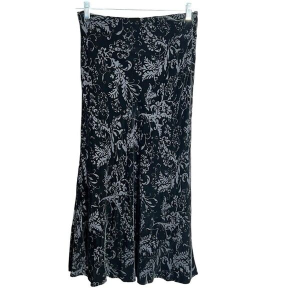 RALPH LAUREN Burn Out Maxi Y2K Black SKIRT Velvet Silk Witch Whimsygoth 10P - Picture 1 of 9